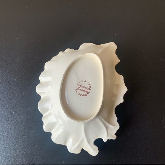 Pasaden Calif Forence Ceramics Pink Trinket Soap Dish Applied Flowers - Picture 8 of 11